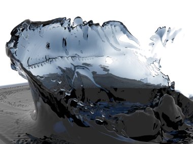 Mavi parlak saf su sıçramasına. Soyut doğa arka plan. 3D render illüstrasyon