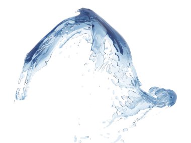 Mavi parlak saf su sıçramasına. Soyut doğa arka plan. 3D render illüstrasyon