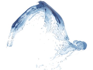 Mavi parlak saf su sıçramasına. Soyut doğa arka plan. 3D render illüstrasyon