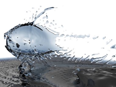 Mavi parlak saf su sıçramasına. Soyut doğa arka plan. 3D render illüstrasyon