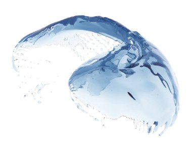 Mavi parlak saf su sıçramasına. Soyut doğa arka plan. 3D render illüstrasyon