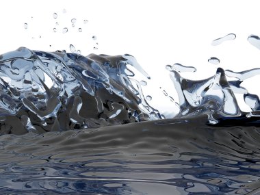 Mavi parlak saf su sıçramasına. Soyut doğa arka plan. 3D render illüstrasyon