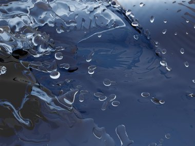 Mavi parlak saf su sıçramasına. Soyut doğa arka plan. 3D render illüstrasyon