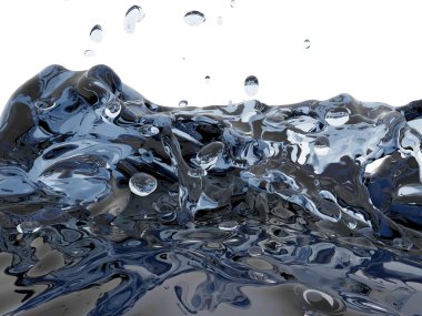 Mavi parlak saf su sıçramasına. Soyut doğa arka plan. 3D render illüstrasyon