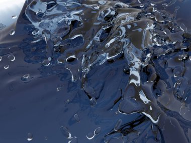 Mavi parlak saf su sıçramasına. Soyut doğa arka plan. 3D render illüstrasyon