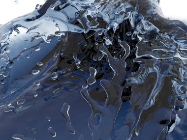 Mavi parlak saf su sıçramasına. Soyut doğa arka plan. 3D render illüstrasyon