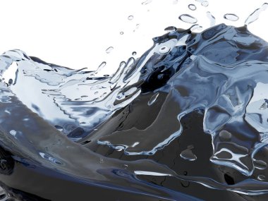 Mavi parlak saf su sıçramasına. Soyut doğa arka plan. 3D render illüstrasyon