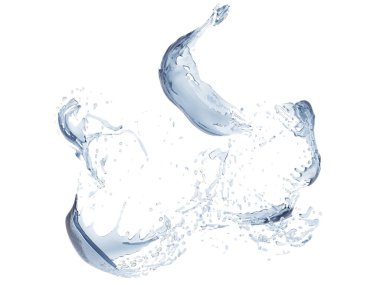 Mavi parlak saf su sıçramasına. Soyut doğa arka plan. 3D render illüstrasyon