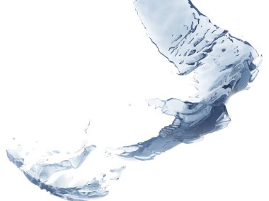 Mavi parlak saf su sıçramasına. Soyut doğa arka plan. 3D render illüstrasyon