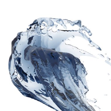 Mavi parlak saf su sıçramasına. Soyut doğa arka plan. 3D render illüstrasyon