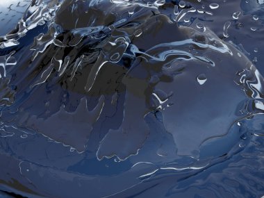 Mavi parlak saf su sıçramasına. Soyut doğa arka plan. 3D render illüstrasyon