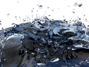Mavi parlak saf su sıçramasına. Soyut doğa arka plan. 3D render illüstrasyon