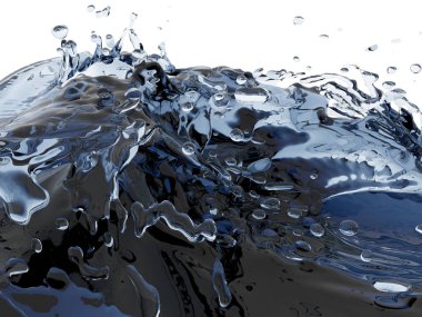 Mavi parlak saf su sıçramasına. Soyut doğa arka plan. 3D render illüstrasyon