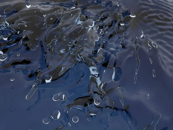 Mavi parlak saf su sıçramasına. Soyut doğa arka plan. 3D render illüstrasyon