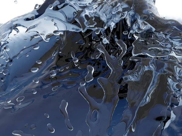 Mavi parlak saf su sıçramasına. Soyut doğa arka plan. 3D render illüstrasyon