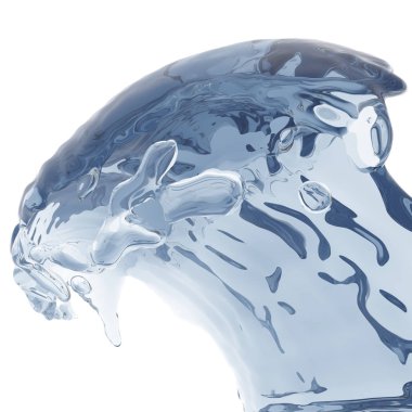 Mavi parlak saf su sıçramasına. Soyut doğa arka plan. 3D render illüstrasyon