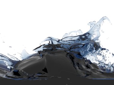 Mavi parlak saf su sıçramasına. Soyut doğa arka plan. 3D render illüstrasyon