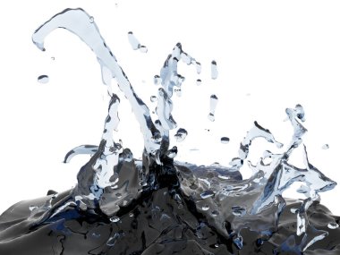 Mavi parlak saf su sıçramasına. Soyut doğa arka plan. 3D render illüstrasyon