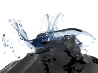 Mavi parlak saf su sıçramasına. Soyut doğa arka plan. 3D render illüstrasyon