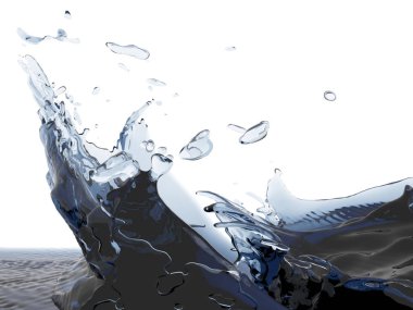 Mavi parlak saf su sıçramasına. Soyut doğa arka plan. 3D render illüstrasyon