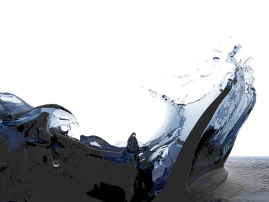 Mavi parlak saf su sıçramasına. Soyut doğa arka plan. 3D render illüstrasyon