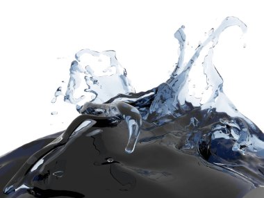 Mavi parlak saf su sıçramasına. Soyut doğa arka plan. 3D render illüstrasyon