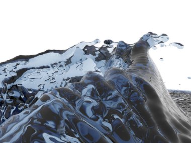 Mavi parlak saf su sıçramasına. Soyut doğa arka plan. 3D render illüstrasyon