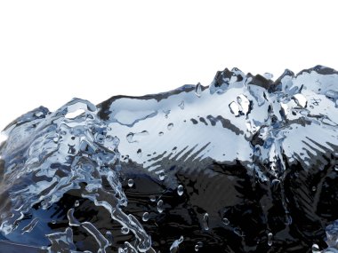 Mavi parlak saf su sıçramasına. Soyut doğa arka plan. 3D render illüstrasyon