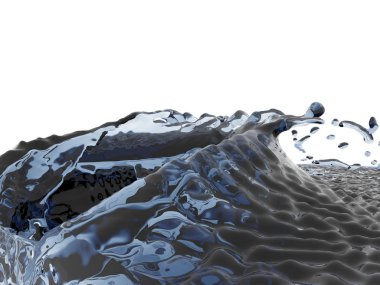 Mavi parlak saf su sıçramasına. Soyut doğa arka plan. 3D render illüstrasyon
