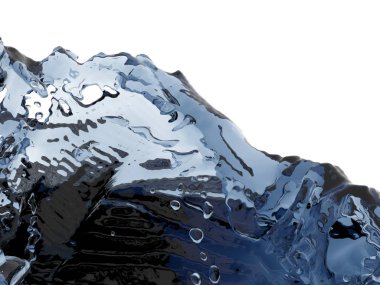 Mavi parlak saf su sıçramasına. Soyut doğa arka plan. 3D render illüstrasyon