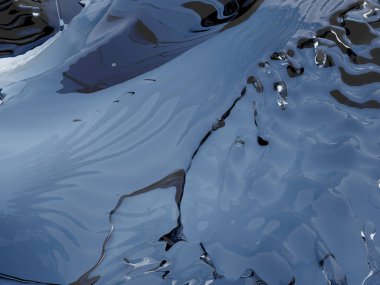 Mavi parlak saf su sıçramasına. Soyut doğa arka plan. 3D render illüstrasyon