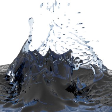 Mavi parlak saf su sıçramasına. Soyut doğa arka plan. 3D render illüstrasyon