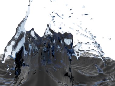 Mavi parlak saf su sıçramasına. Soyut doğa arka plan. 3D render illüstrasyon