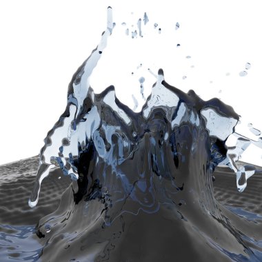 Mavi parlak saf su sıçramasına. Soyut doğa arka plan. 3D render illüstrasyon