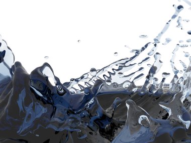 Mavi parlak saf su sıçramasına. Soyut doğa arka plan. 3D render illüstrasyon