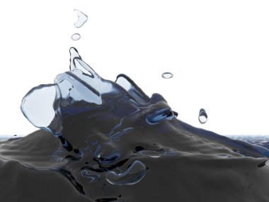 Mavi parlak saf su sıçramasına. Soyut doğa arka plan. 3D render illüstrasyon