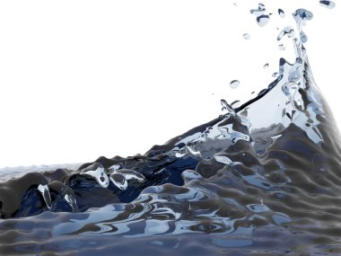 Mavi parlak saf su sıçramasına. Soyut doğa arka plan. 3D render illüstrasyon