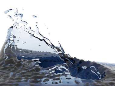 Mavi parlak saf su sıçramasına. Soyut doğa arka plan. 3D render illüstrasyon
