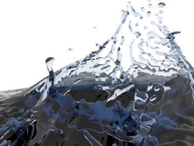 Mavi parlak saf su sıçramasına. Soyut doğa arka plan. 3D render illüstrasyon