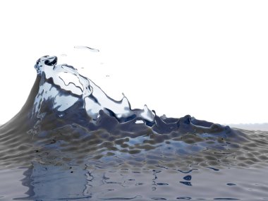 Mavi parlak saf su sıçramasına. Soyut doğa arka plan. 3D render illüstrasyon