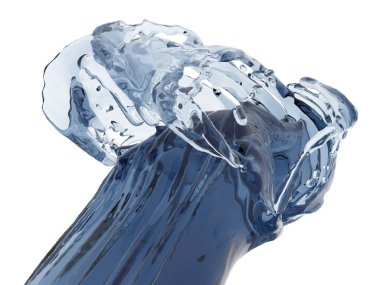 Mavi parlak saf su sıçramasına. Soyut doğa arka plan. 3D render illüstrasyon