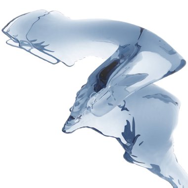 Mavi parlak saf su sıçramasına. Soyut doğa arka plan. 3D render illüstrasyon