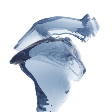 Mavi parlak saf su sıçramasına. Soyut doğa arka plan. 3D render illüstrasyon