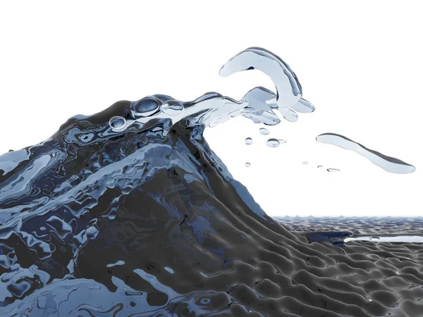 Mavi parlak saf su sıçramasına. Soyut doğa arka plan. 3D render illüstrasyon