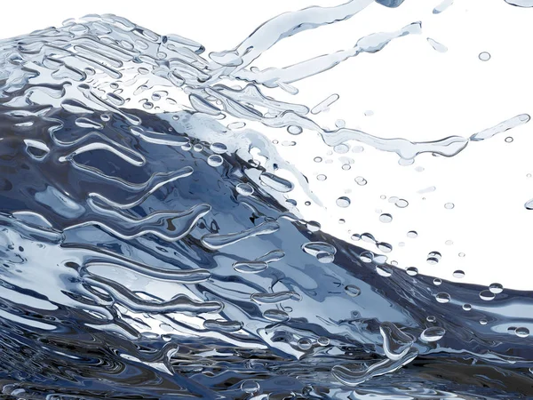 Mavi parlak saf su sıçramasına. Soyut doğa arka plan. 3D render illüstrasyon