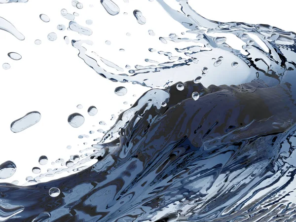 Mavi parlak saf su sıçramasına. Soyut doğa arka plan. 3D render illüstrasyon