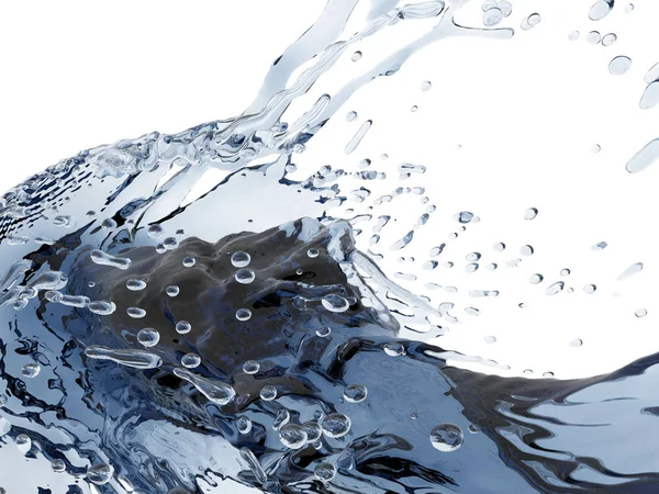 Mavi parlak saf su sıçramasına. Soyut doğa arka plan. 3D render illüstrasyon