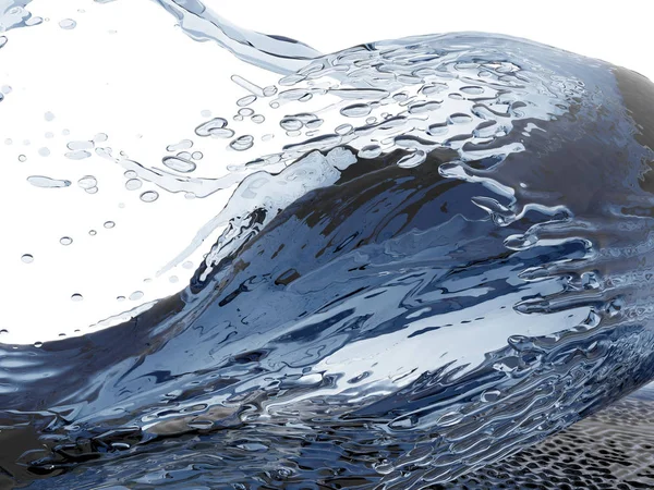 Mavi parlak saf su sıçramasına. Soyut doğa arka plan. 3D render illüstrasyon