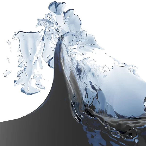 Mavi parlak saf su sıçramasına. Soyut doğa arka plan. 3D render illüstrasyon