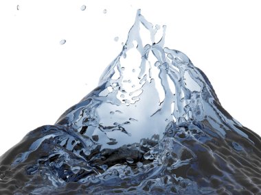 Mavi saf su sıçramasına. Soyut doğa arka plan. 3D render illüstrasyon